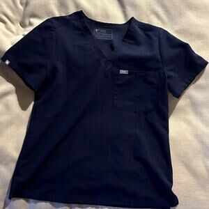 FIGS Dark Blue Short Sleeve Scrub Top Womens M